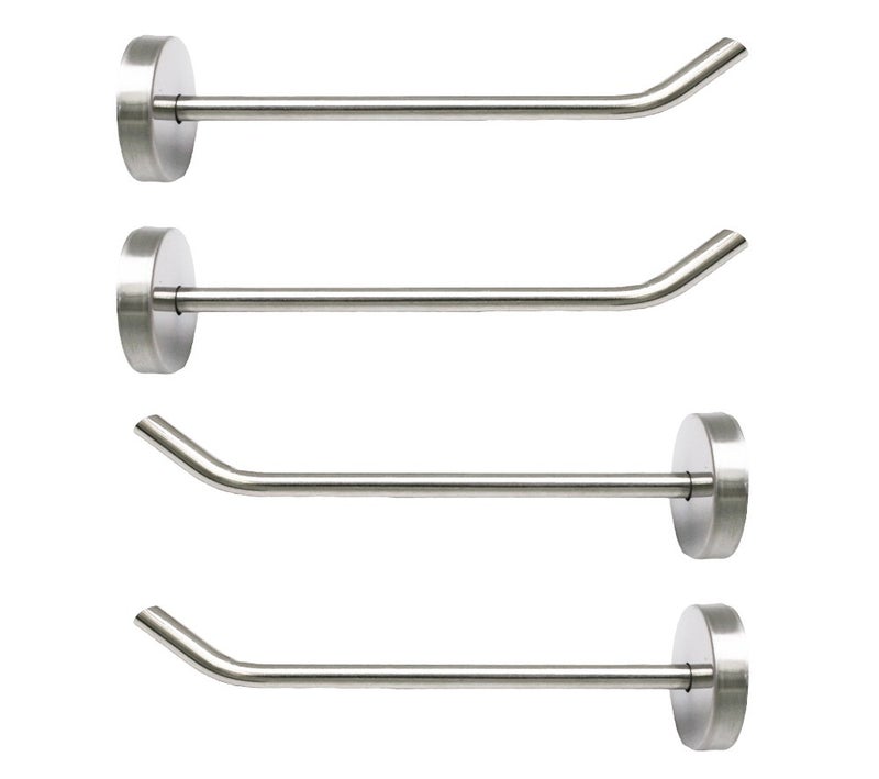 NELXULAS Brushed Stainless Steel Single Heavy Duty Long Coat Hook Robe Hanger Wall Mount Hook, Fit for Kitchen,Bedroom,Living Room, Bathroom,Closets and Garage Storage (4-2/3", 4 PCS) - Image 1